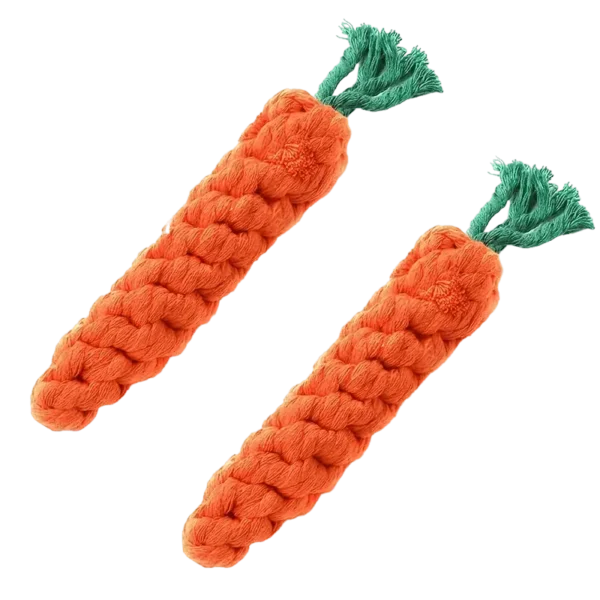 Dog rope toy with multiple knots in carrot shape