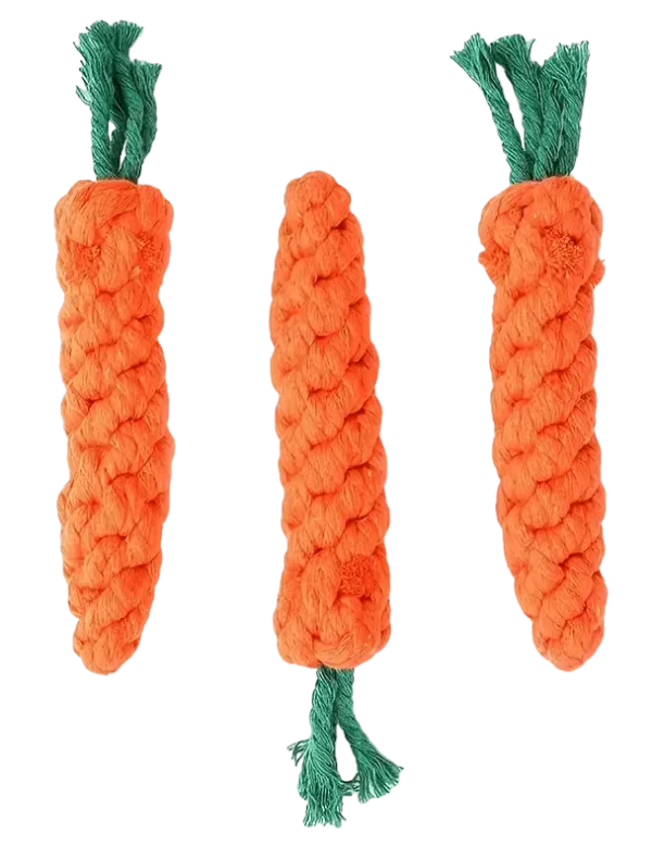 Knotted Carrot Shape Rope Dog Toy for active play