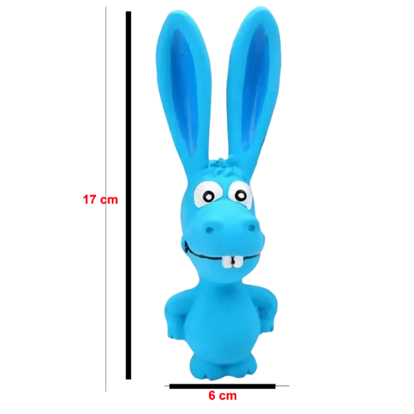 Dimensions or size of an animal-shaped latex toy shown