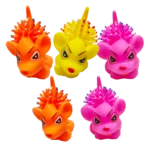 A vibrant family of colorful Latex Cute Face Sound Toys for Pets with various animal designs