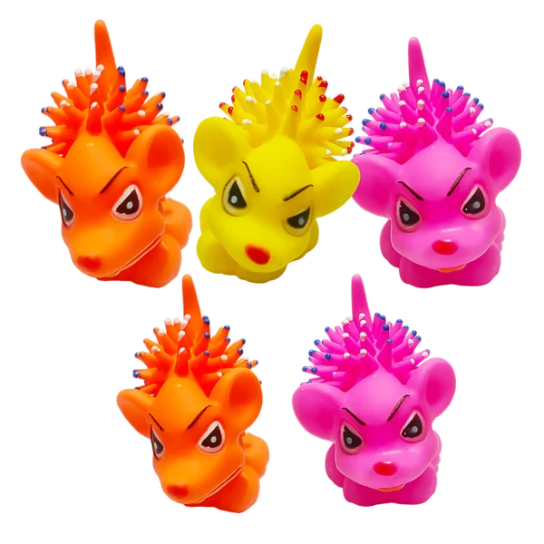 A vibrant family of colorful Latex Cute Face Sound Toys for Pets with various animal designs