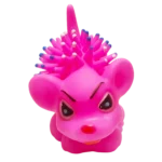 Violet squeaky dog toy to demonstrate its sound feature by squeezing by hand